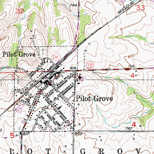Topographic Map of Pilot Grove Middle School, MO