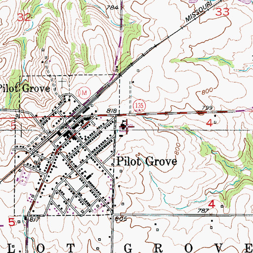 Topographic Map of Pilot Grove High School, MO