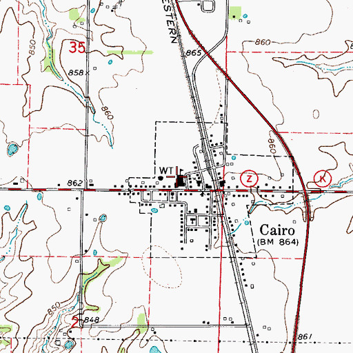 Topographic Map of Northeast High School, MO