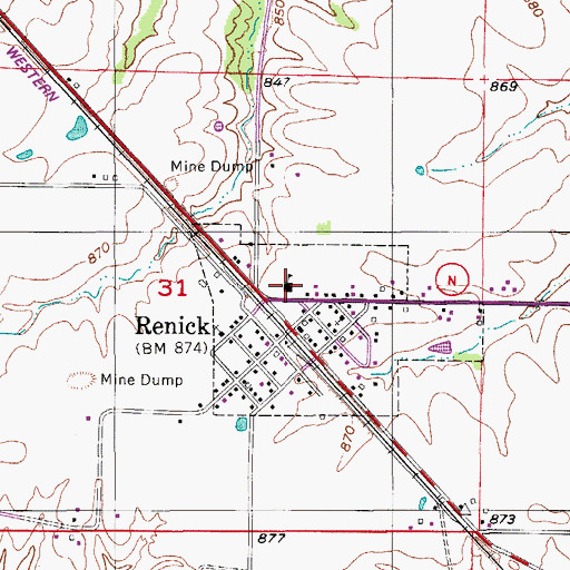 Topographic Map of Renick Elementary School, MO