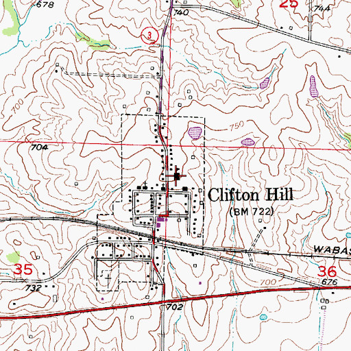 Topographic Map of Westran Middle School, MO