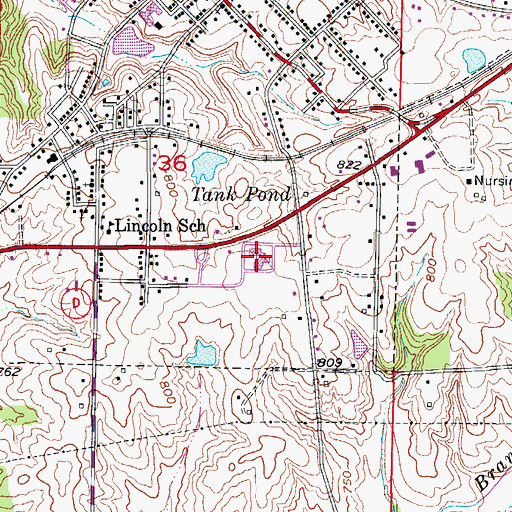 Topographic Map of Westran High School, MO