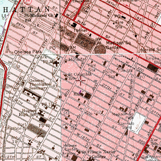 Topographic Map of Chelsea Theater (historical), NY