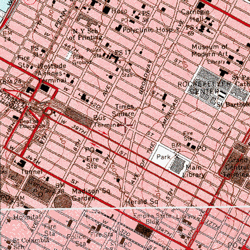 Topographic Map of Cine 42 (historical), NY