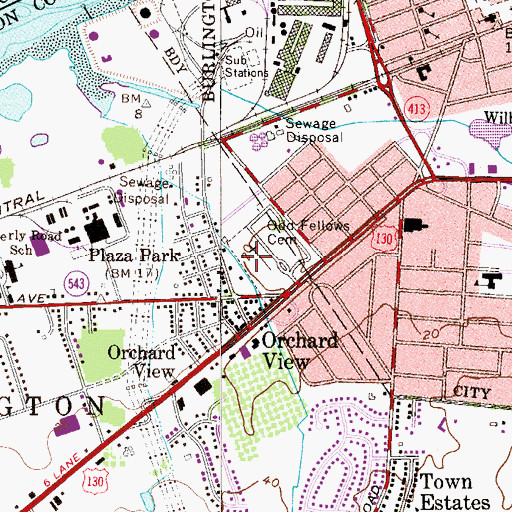 Topographic Map of Odd Fellows Cemetery, NJ