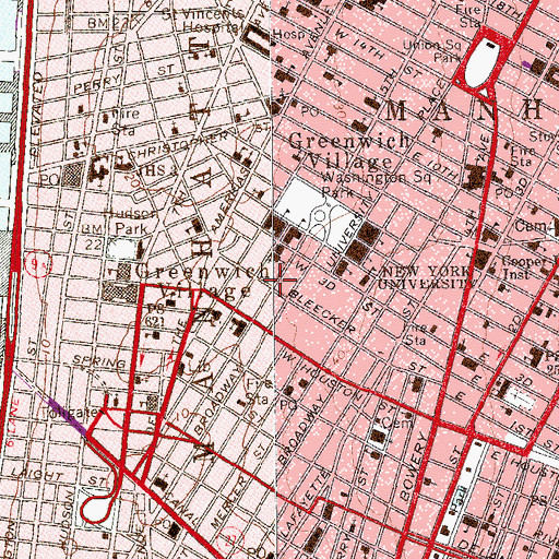 Topographic Map of Circle in the Square Theatre (historical), NY