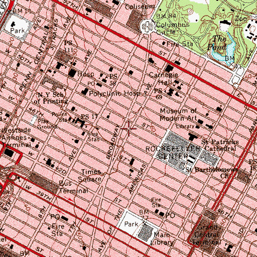Topographic Map of Circus Cinema (historical), NY