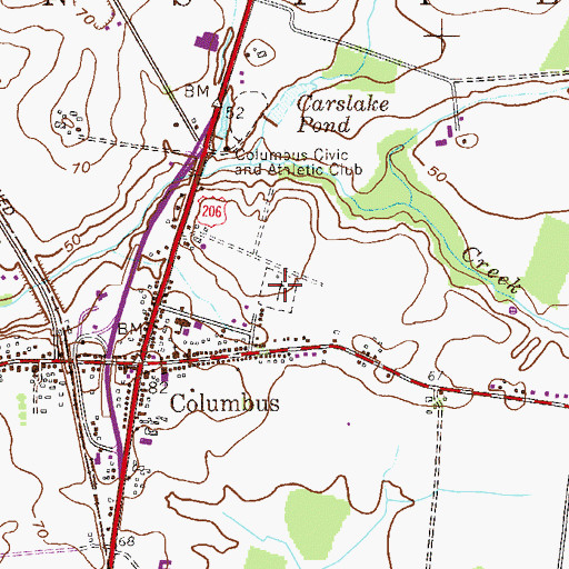 Topographic Map of Columbus Cemetery, NJ
