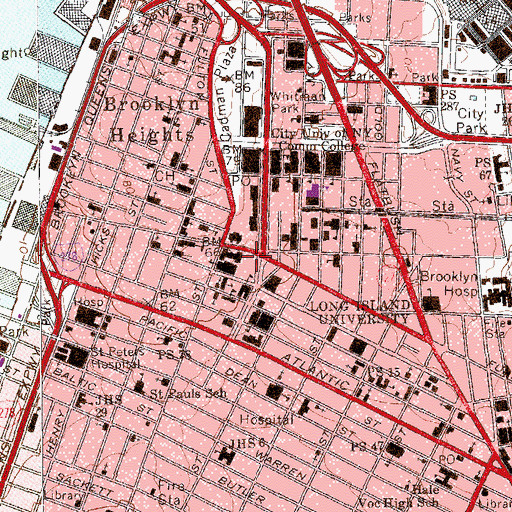 Topographic Map of Brooklyn Law School, NY