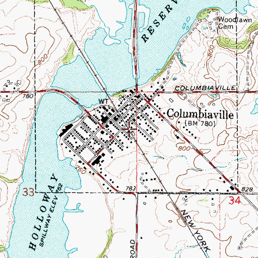 Topographic Map of Columbiaville Depot Historical Marker, MI