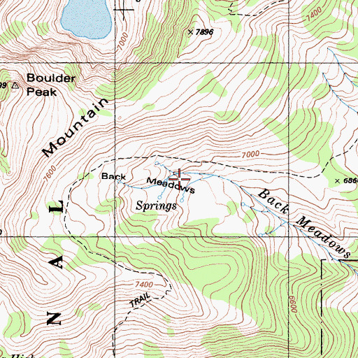 Topographic Map of Back Meadows, CA