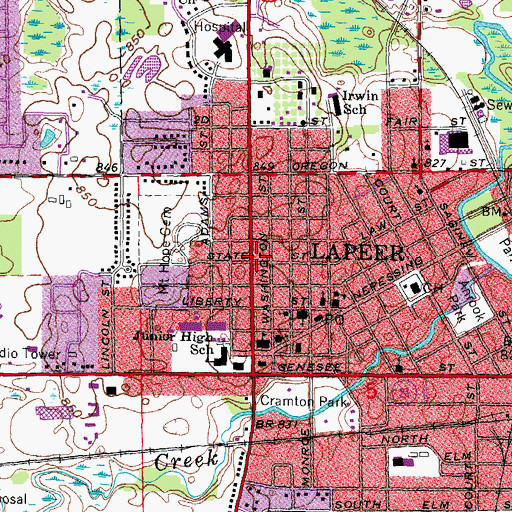 Topographic Map of Tuttle House Historical Marker, MI