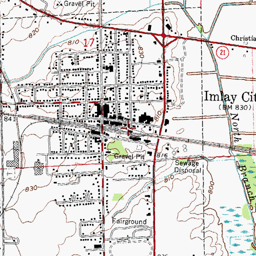 Topographic Map of Imlay City Historical Marker, MI
