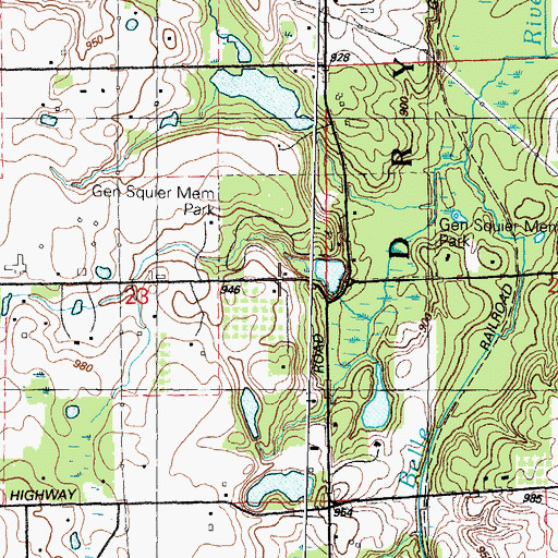 Topographic Map of General Squire Park Historical Marker, MI