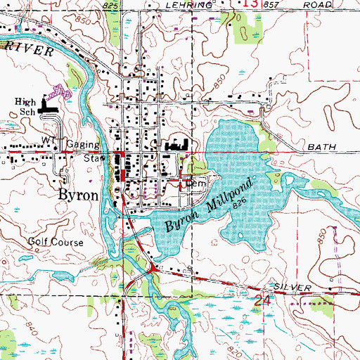 Topographic Map of Bryon Cemetery Historical Marker, MI