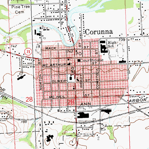 Topographic Map of Shiawassee Street School Historical Marker, MI