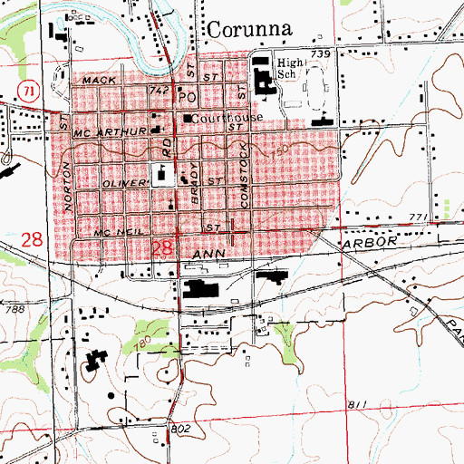 Topographic Map of Governor Andrew Parsons Historical Marker, MI