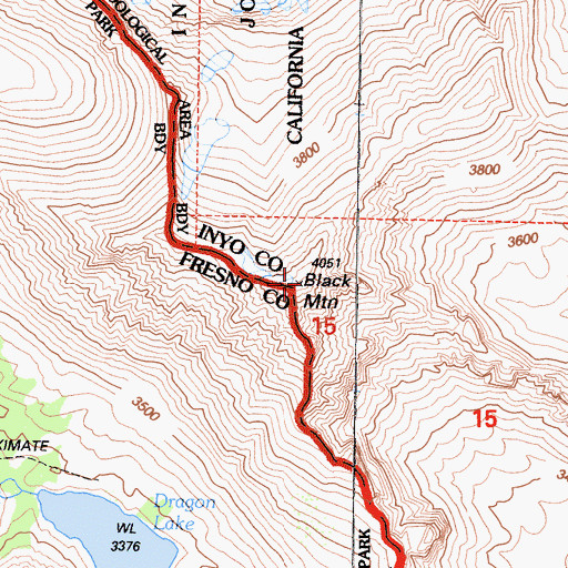 Topographic Map of Black Mountain, CA