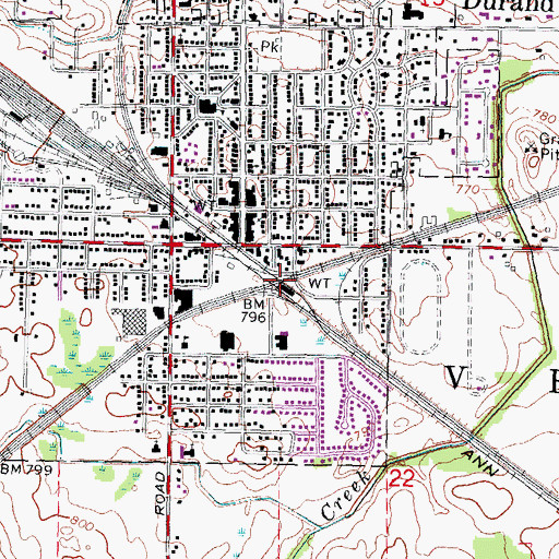 Topographic Map of Durand Union Station Historical Marker, MI