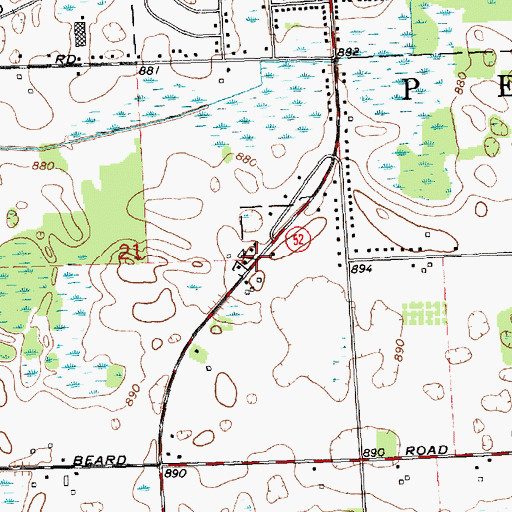 Topographic Map of Old Perry Centre Historical Marker, MI