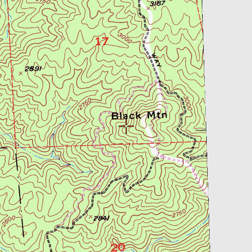 Topographic Map of Black Mountain, CA