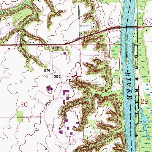 Topographic Map of Grace Olsen Kistler Living Center, MI