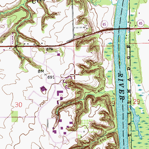 Topographic Map of Robert C Pew Living Center, MI