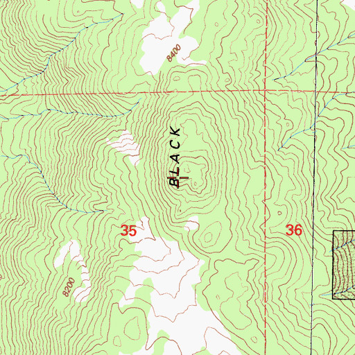 Topographic Map of Black Mountain, CA