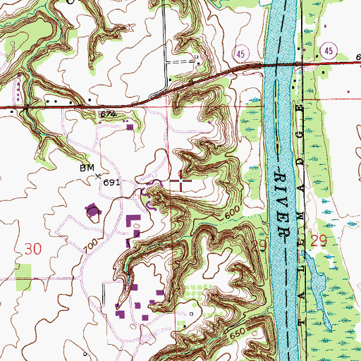 Topographic Map of William A Kirkpatrick Living Center, MI