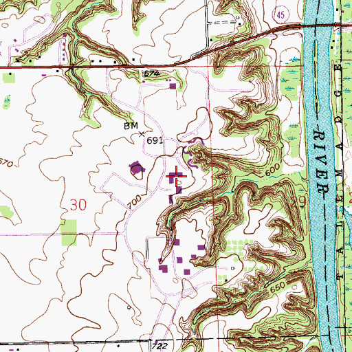 Topographic Map of Mackinac Hall, MI