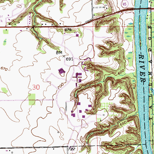 Topographic Map of Manitou  Hall, MI