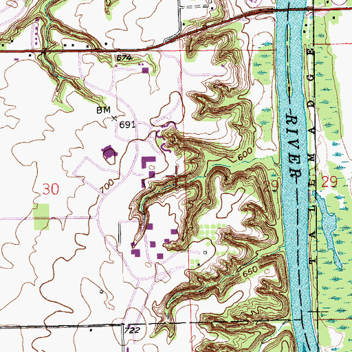 Topographic Map of Ella Koeze Weed Living Center, MI