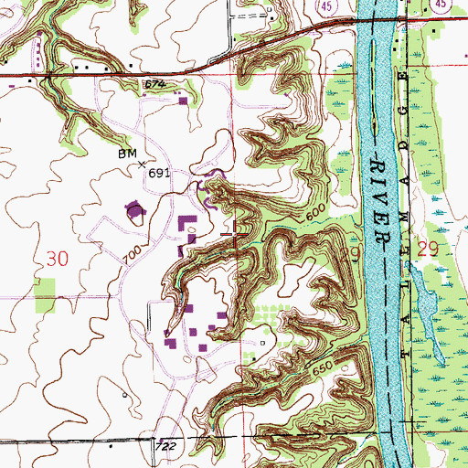 Topographic Map of Paul A Johnson Living Center, MI