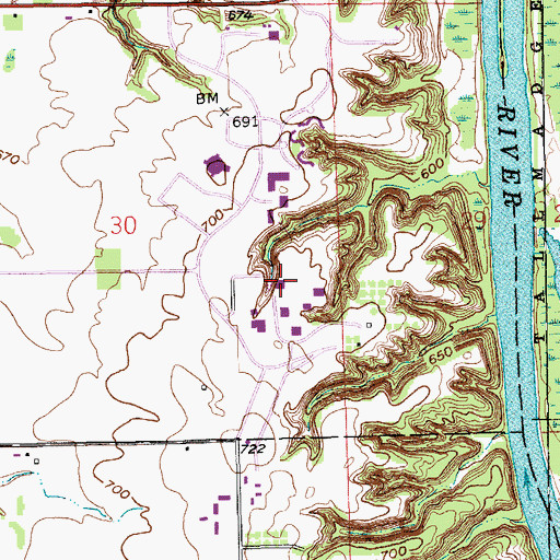Topographic Map of James H Zumberge Library, MI