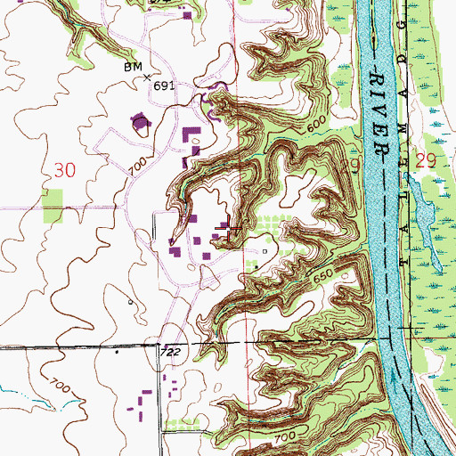 Topographic Map of Lake Huron Hall, MI