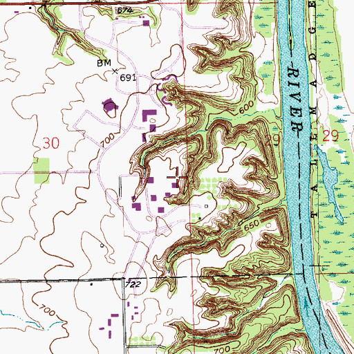 Topographic Map of AuSable Hall, MI