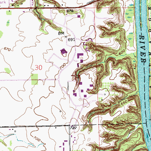 Topographic Map of Cook-DeWitt Center, MI