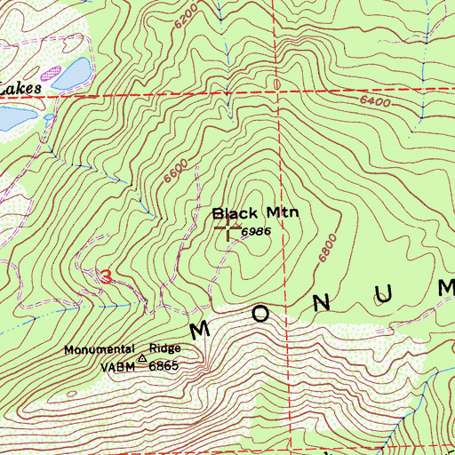 Topographic Map of Black Mountain, CA