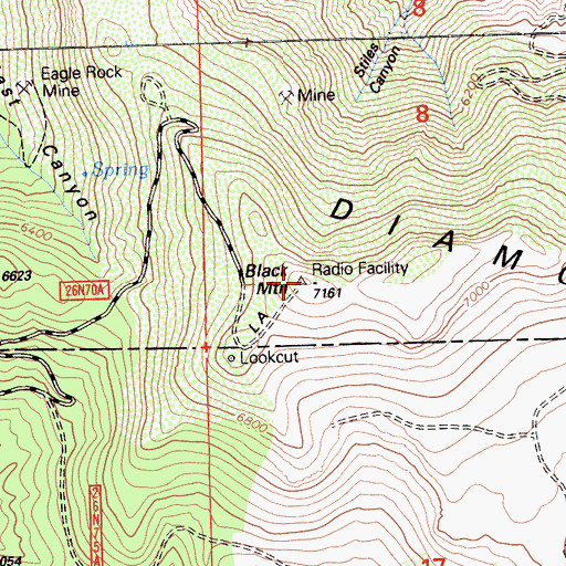 Topographic Map of Black Mountain, CA