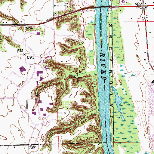 Topographic Map of Blending Landing Historical Marker, MI