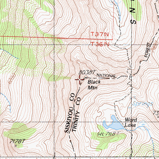 Topographic Map of Black Mountain, CA