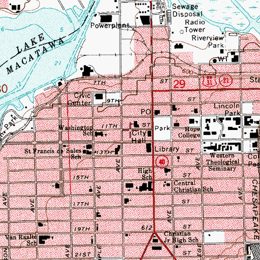 Topographic Map of Hope Church: Reformed Church in America Historical Marker, MI