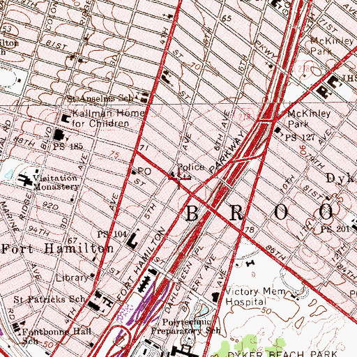 Topographic Map of Bay Ridge Dance Studio, NY