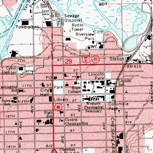 Topographic Map of Ninth Street Christian Reformed Church Historical Marker, MI