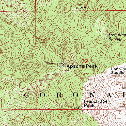 Topographic Map of Apache Peak, AZ