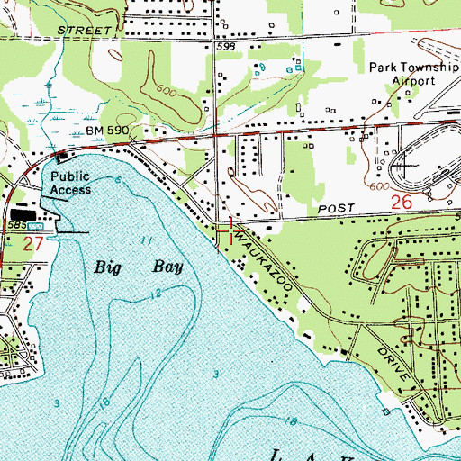 Topographic Map of Waukazoo Woods Historical Marker, MI
