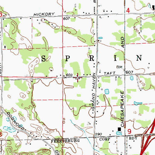 Topographic Map of DeWitt School Historical Marker, MI