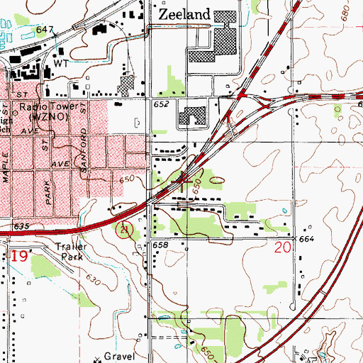 Topographic Map of New Groningen Historical Marker, MI