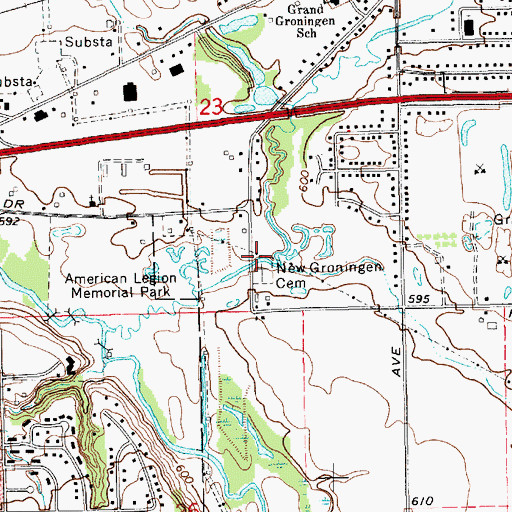Topographic Map of New Groningen Cemetery Historical Marker, MI