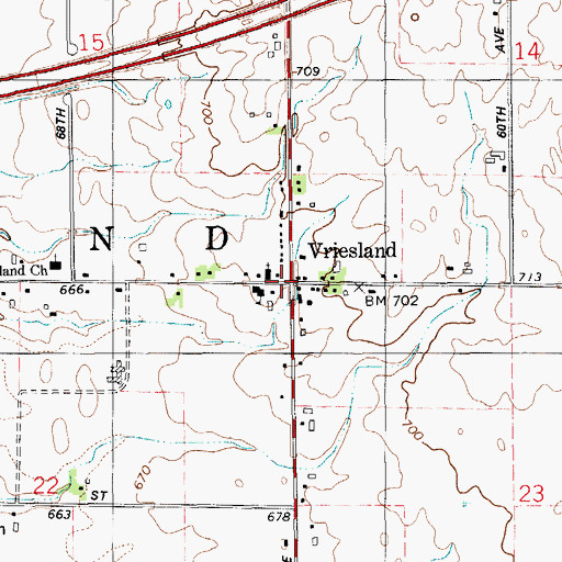 Topographic Map of Eighteen Sixty-Nine Vriesland Reformed Church Historical Marker, MI